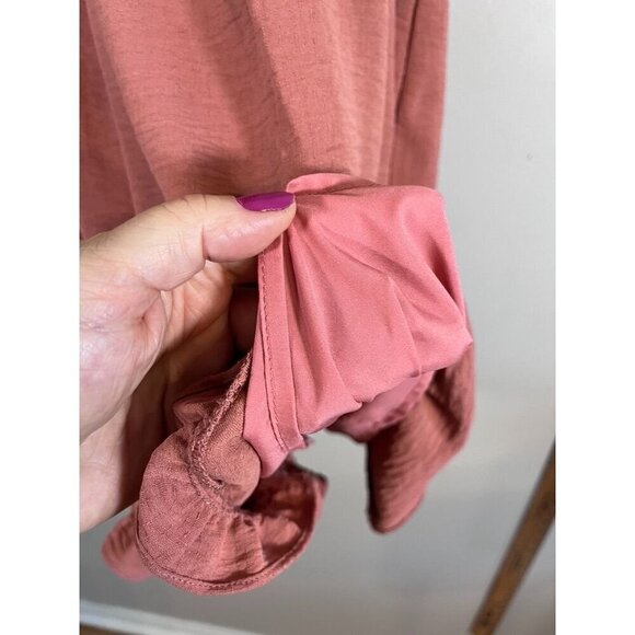 BCBG Romper Women L Pink Ruffle Neutral Minimalist Festival Y2K Feminine Girly - Picture 9 of 13